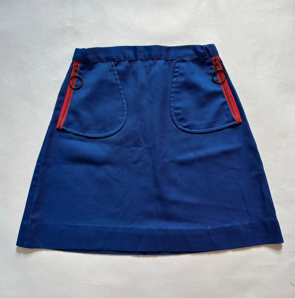 Vintage Mod Mini A-Line Skirt S XS 60s 70s Go Go Girl Airline Stewardess Pockets